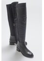 LuviShoes 1177 Black Leather Women's Boots