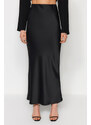 Trendyol Black Mermaid Cut Satin Maxi Length Woven Skirt