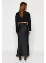 Trendyol Black Mermaid Cut Satin Maxi Length Woven Skirt