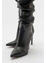 LuviShoes POLINA Black Skin Women's Heeled Boots