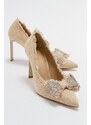 LuviShoes VEGAS Women's Beige Suede Heeled Shoes