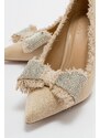 LuviShoes VEGAS Women's Beige Suede Heeled Shoes