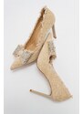 LuviShoes VEGAS Women's Beige Suede Heeled Shoes