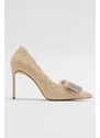 LuviShoes VEGAS Women's Beige Suede Heeled Shoes