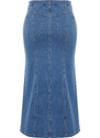 Trendyol Curve Blue Front Slit Detailed Midi Denim Skirt