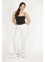 Şans Women's Bone Large Size Side Belt Elastic Lycra 5 Pocket Jeans