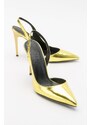 LuviShoes Twine Metallic Yellow Women's Heeled Shoes