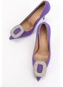 LuviShoes Entre Women's Purple Satin Heeled Shoes