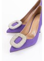 LuviShoes Entre Women's Purple Satin Heeled Shoes