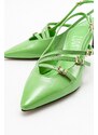 LuviShoes MAGRA Women's Green Patent Leather Heeled Shoes