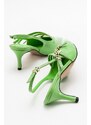 LuviShoes MAGRA Women's Green Patent Leather Heeled Shoes