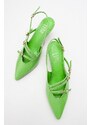 LuviShoes MAGRA Women's Green Patent Leather Heeled Shoes