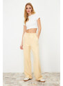 Trendyol Light Yellow High Waist Wide Leg/Wide Leg Pleated Woven Trousers