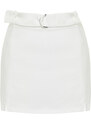 Trendyol White Slit Detailed Belt Mini Length Woven Shorts Skirt