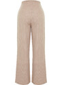 Trendyol Beige Wide Leg Striped Woven Trousers