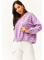 Olalook Women's Lilac Hooded Half-Zip and Gathered Sweatshirt