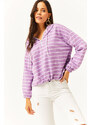 Olalook Women's Lilac Hooded Half-Zip and Gathered Sweatshirt