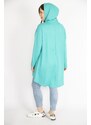 Şans Women's Green Plus Size Sequin Detail Hooded Long Back Sweatshirt