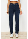 Trendyol Midnight Blue Pohodlné rovné džíny s vysokým pasem