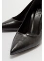 LuviShoes MOVES Women's Black Patterned Heeled Shoes