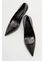 LuviShoes MOVES Women's Black Patterned Heeled Shoes