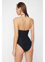 Trendyol Black Strapless Mesh Detailed High Leg Regular Swimsuit