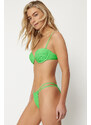 Trendyol Green Tunnel High Leg Brazilian Bikini Bottom