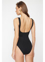 Trendyol Black Square Neck Regular Textured Swimsuit