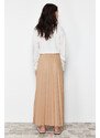 Trendyol Beige Pleated Knitted Skirt