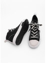 Marjin Women's Lace-up Sneaker High Ankle Cloth Sneakers Elesva black.