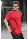 Madmext Burgundy Printed Crew Neck Men's T-Shirt 6089