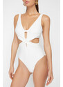 Trendyol Bridal Ecru Deep Decollete Cut Out/Windowed Regular Swimsuit