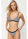 Trendyol Striped Textured Brazilian Bikini Bottom