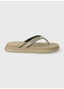 Žabky Tommy Hilfiger DUAL DENSITY TOE BEACH SANDAL pánské, béžová barva, FM0FM05015