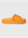 Pantofle Tommy Hilfiger TH PLATFORM POOL SLIDE dámské, oranžová barva, na platformě, FW0FW07855