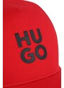 Dětská bavlněná kšiltovka HUGO červená barva, s aplikací