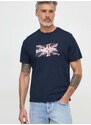 Bavlněné tričko Pepe Jeans Clag tmavomodrá barva, s potiskem
