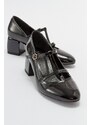 LuviShoes MESS Women's Black Patent Leather Heeled Shoes