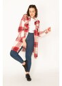Şans Women's Plus Size Red Praises Lumberjack Shirt with Snap Buttons