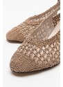 LuviShoes LOPA Women's Dark Beige Knitted Heeled Shoes.