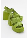 LuviShoes Women's Prek Green Heeled Sandals