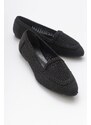 LuviShoes Women's Black Knitted Flat Flat Shoes 101