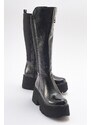 LuviShoes SOLO Black Wrinkled Patent Leather Women's Boots.