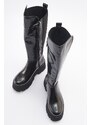LuviShoes SOLO Black Wrinkled Patent Leather Women's Boots.