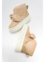 LuviShoes ANDERS Beige Women's Sport Boots with Bow.