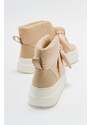 LuviShoes ANDERS Beige Women's Sport Boots with Bow.