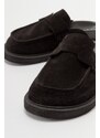 LuviShoes LAVEN Women's Black Suede Genuine Leather Slippers