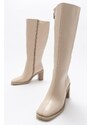 LuviShoes Meet Women's Beige Skin Print Boots