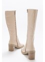 LuviShoes Meet Women's Beige Skin Print Boots