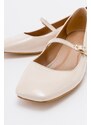 LuviShoes JOFF Beige Patent Leather Women's Heeled Shoes